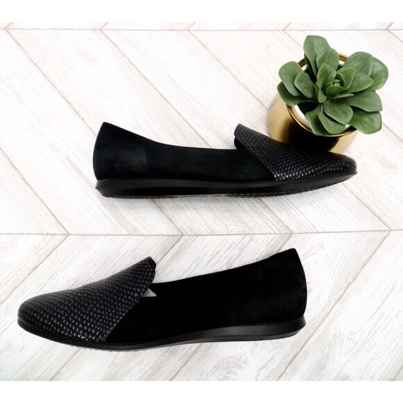NEW! ECCO Touch Ballerina 2.0 Flats Suede Leather Black SZ 8 - Picture 8 of 10